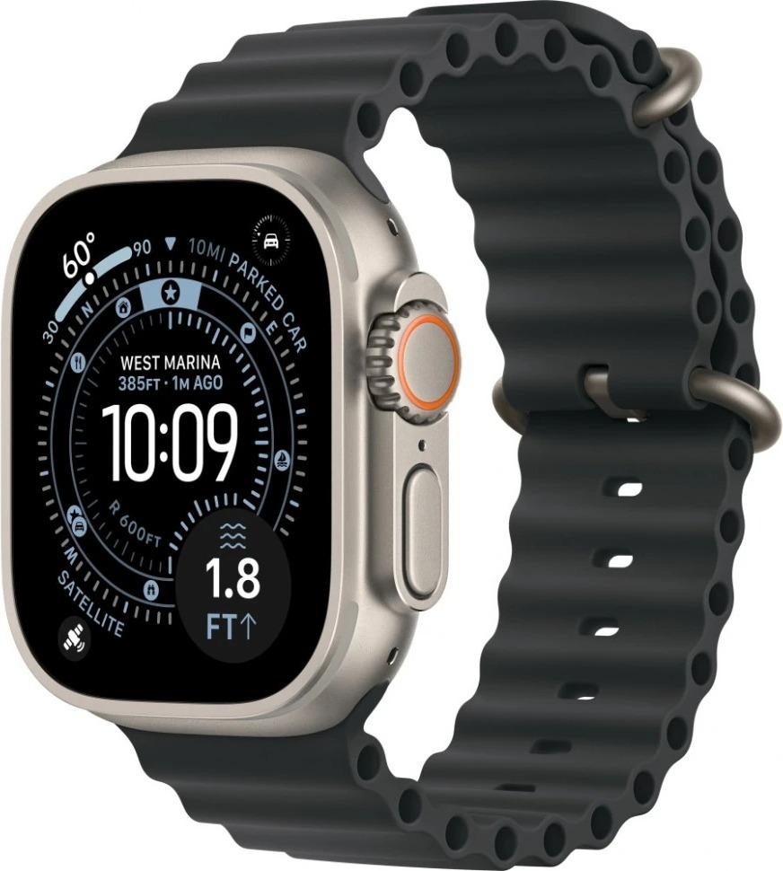 Умные часы Apple Watch Ultra 3 49 мм, Natural Titanium Case with Black Ocean Band, Черный детальное изображение - 1