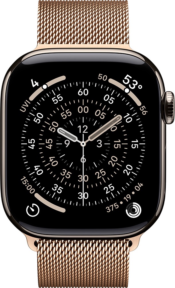 Умные часы Apple Watch Series 11 46 мм, Natural Titanium Case with Gold Milanese Loop, GPS + Cellular, Серебристый/Золотой детальное изображение - 2