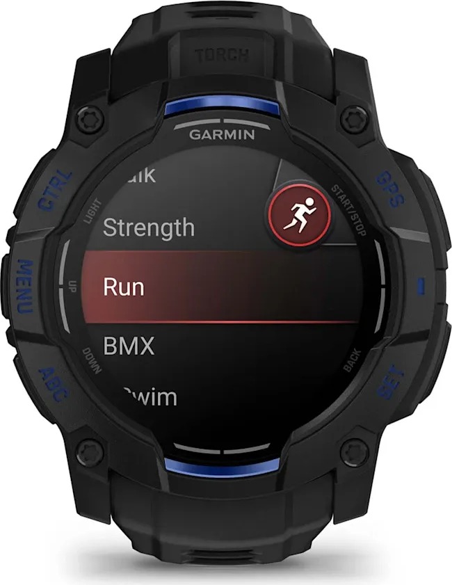 Смарт-часы Garmin Instinct 3 Amoled Black with Black/Bolt Blue Silicone Limited edition, 50 мм, Черный/Синий детальное изображение - 4