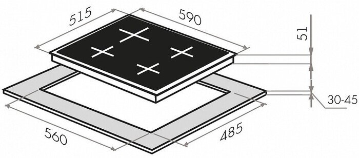 Варочная поверхность MAUNFELD EGHE 64 3EW, Черный №3