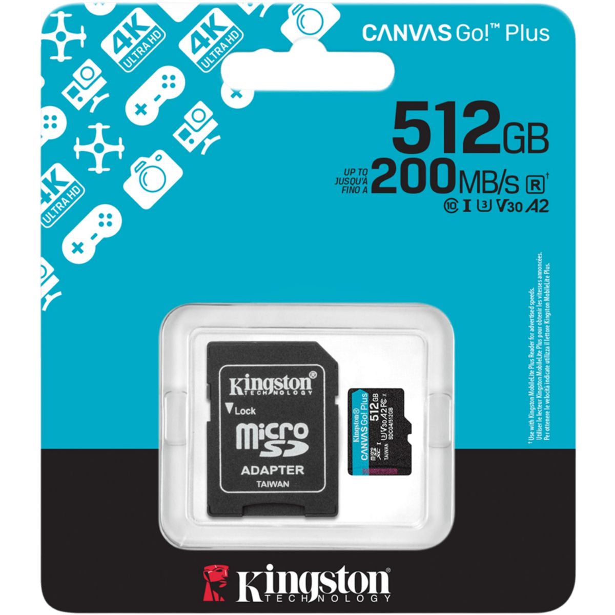 Карта памяти Kingston Canvas Go! Plus MicroSD + SD адаптер (SDCG4/512GB), 512 Гб детальное изображение - 3