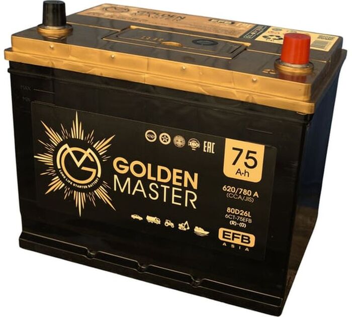 Аккумулятор GOLDEN MASTER EFB ASIA 6СТ-75 (R)-(0), Обратная Полярность, 75 А·ч №13