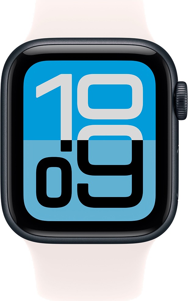 Умные часы Apple Watch SE 3 40 мм, GPS, Midnight Aluminium Case with Light Blush Sport Band, Полуночный черный/Легкий румянец детальное изображение - 2