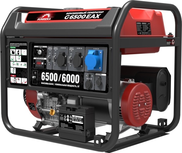 Генератор бензиновый SUNREKA G6500EAX 211006, 6 кВт, Красный детальное изображение - 1