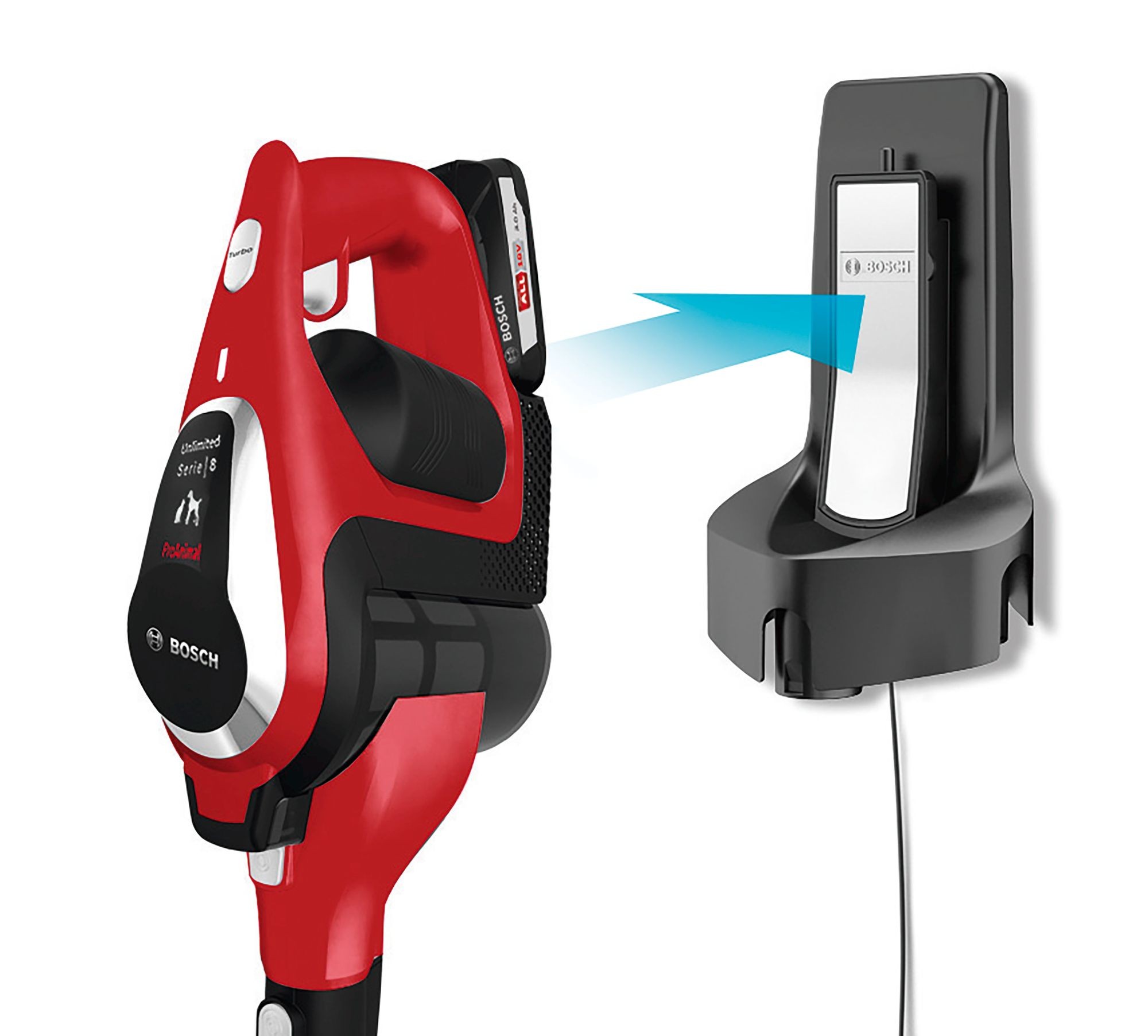 Пылесос вертикальный Bosch Unlimited BBS 81PET, Красный детальное изображение - 5