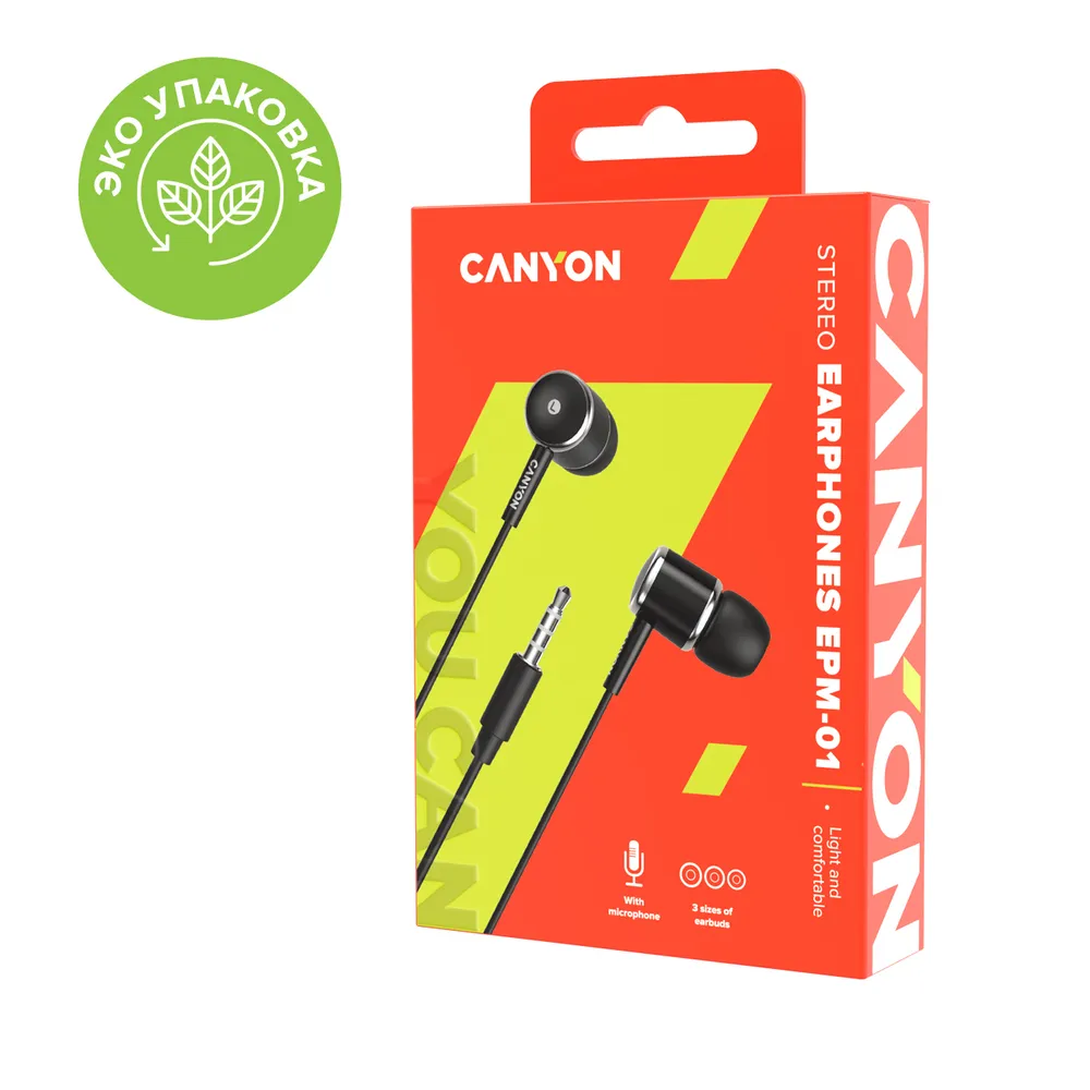 Проводные наушники Canyon CNE-CEPM01, Черный детальное изображение - 3