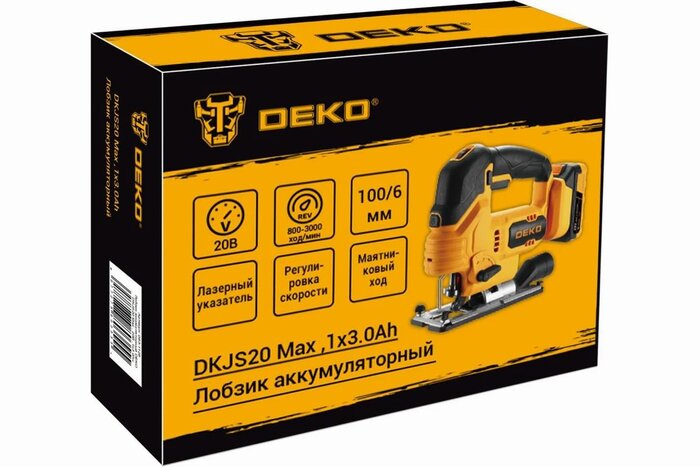 Электролобзик DEKO DKJS20 Max 083-1126,1x3.0Ач, 20В №4