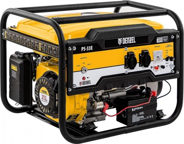 Генератор бензиновый Denzel PS-33E 94537, 3 кВт, Желтый детальное изображение - 3