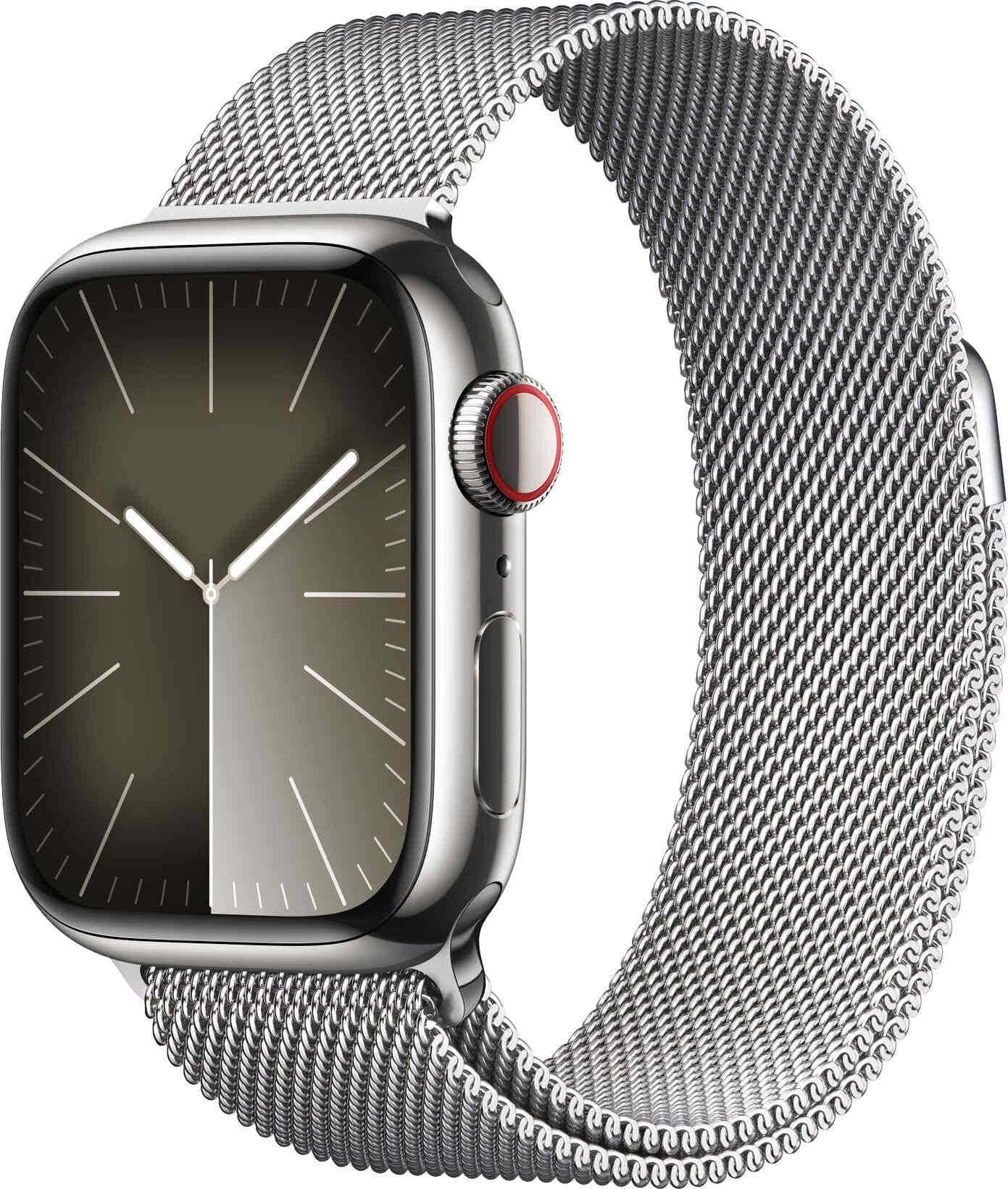 Умные часы Apple Watch Series 9 Silver Stainless Steel Case, Silver Milanese Loop 41 мм, Серебристый детальное изображение - 1