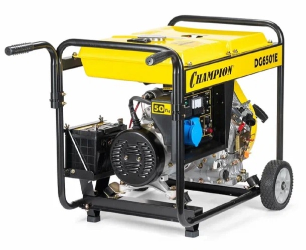 Генератор дизельный с воздушным охлаждением CHAMPION DG6501E, открытый, 5 кВт, Желтый детальное изображение - 3