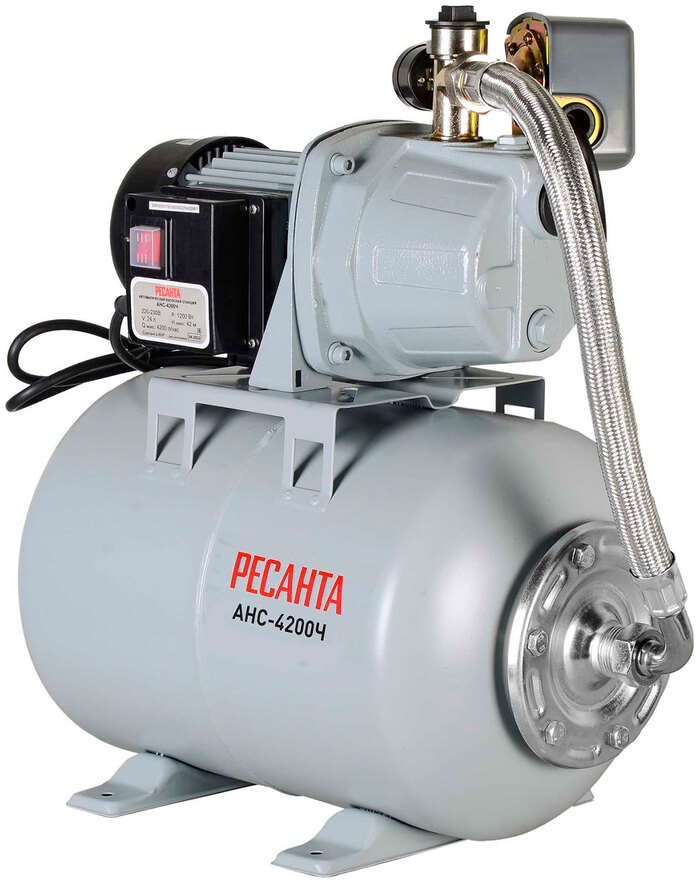 Автономная насосная станция Ресанта АНС-4200Ч, 70 л/мин, 25 мм, напор 42 м, d=25 мм, 1200 Вт, Серый №1