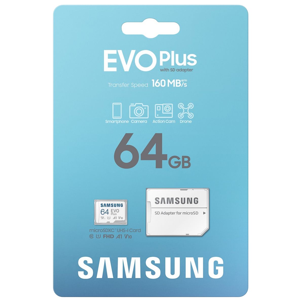 Карта памяти Samsung EVO Plus MicroSD + SD адаптер (MB-MC64SA), 64 Гб детальное изображение - 3