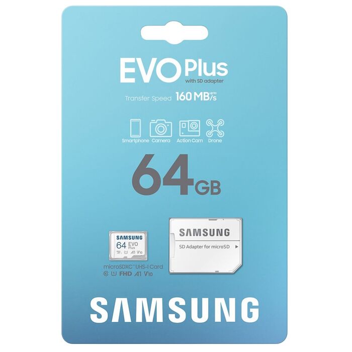Карта памяти Samsung EVO Plus MicroSD + SD адаптер (MB-MC64SA), 64 Гб №3