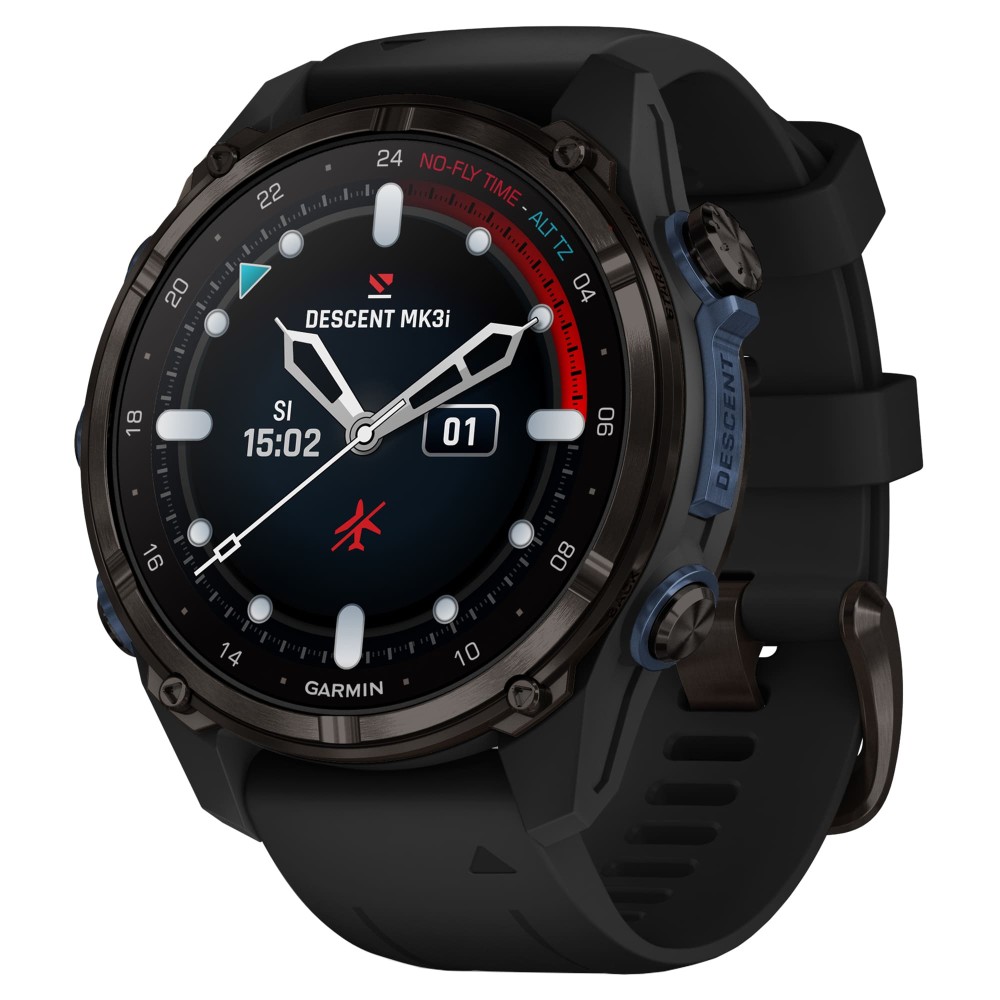 Смарт-часы Garmin Descent Mk3i, 43 мм, Carbon Gray DLC Titanium / Black Silicone Band, Черный детальное изображение - 2