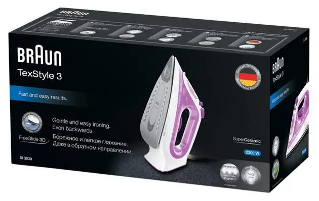Утюг Braun TexStyle 3 SI 3030, Белый/Сиреневый детальное изображение - 3