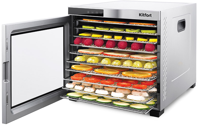 Сушилка для овощей Kitfort KT-1910 Professional Series, 1000 Вт, Серебристый детальное изображение - 2