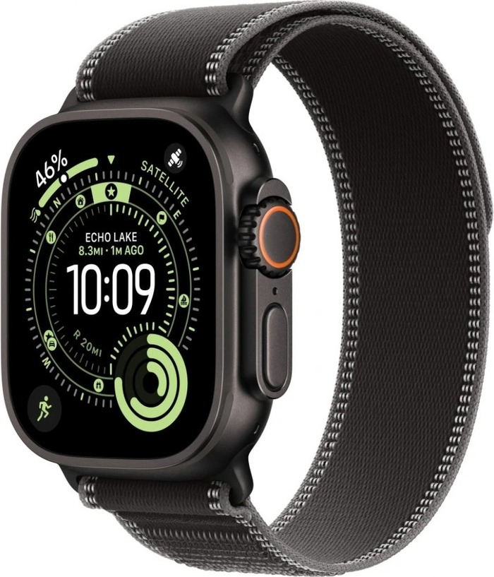 Умные часы Apple Watch Ultra 3 49 мм, Black Titanium Case with Black/Charcoal Trail Loop, Черный уголь (M/L) №1