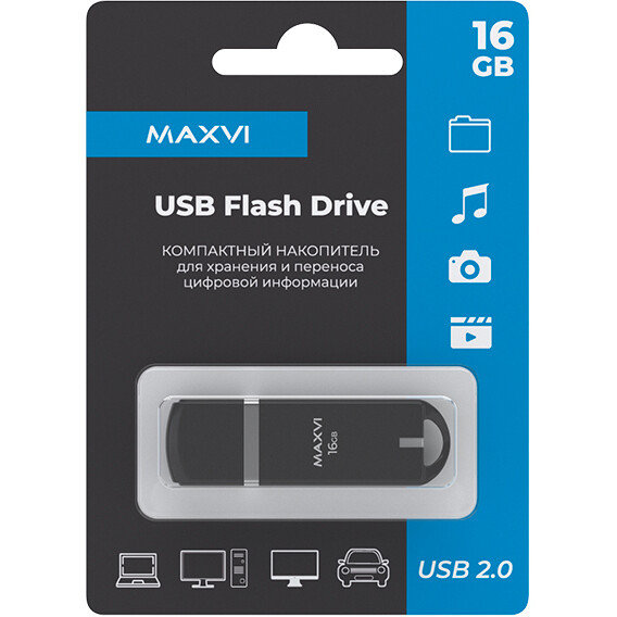 USB Flash накопитель MAXVI P3 16 ГБ, черный детальное изображение - 4