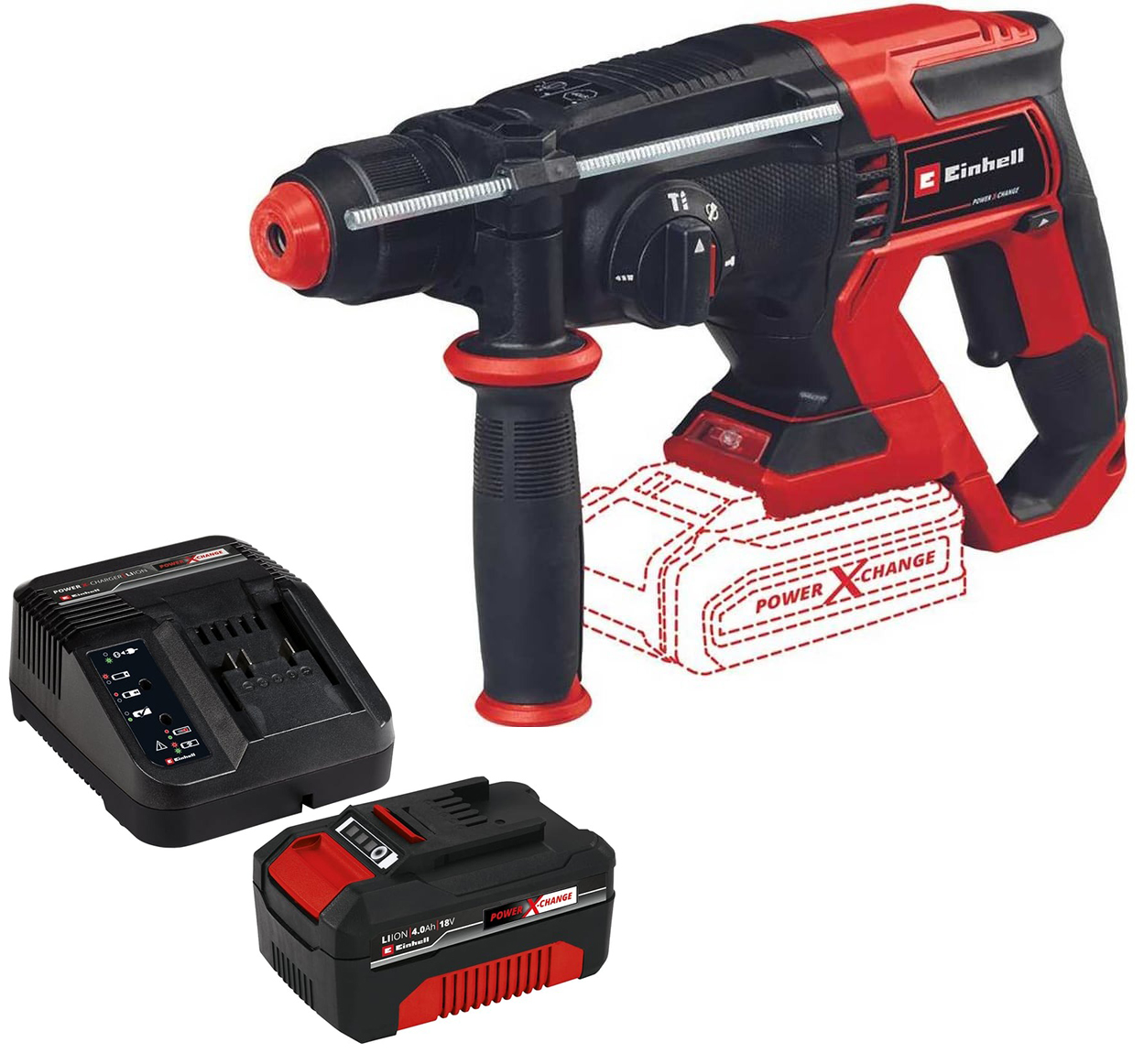 Перфоратор аккумуляторный Einhell PXC TE-HD 18/20 Li, 1.8 Дж, 4750 уд/мин детальное изображение - 1