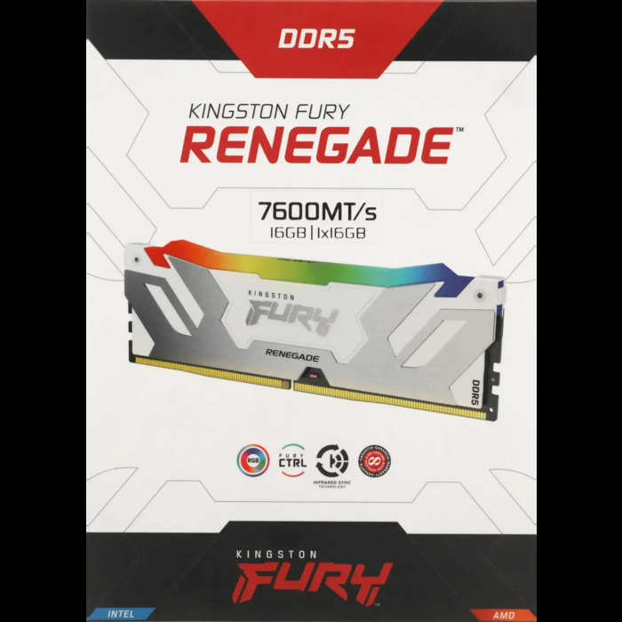 Оперативная память Kingston Fury Renegade White RGB DDR5 7600MHz, KF576C38RWA-16, 16 Гб №3