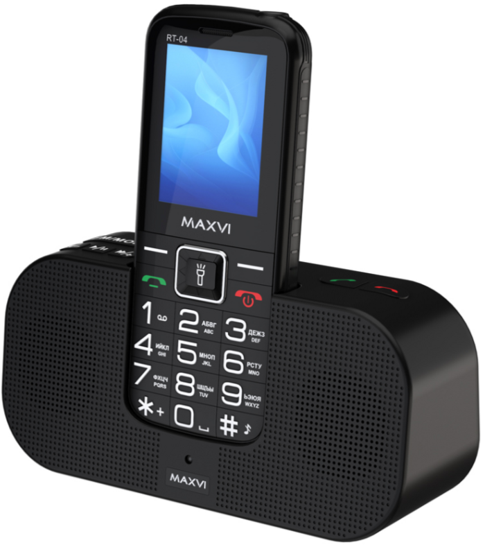 Мобильный телефон MAXVI RT-04 с док-станцией, 32 Мб, Черный, Dual mini-SIM №2