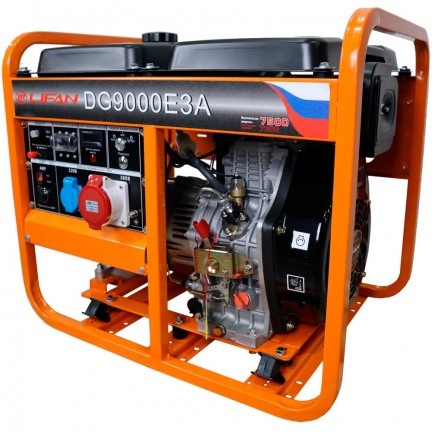 Генератор дизельный с воздушным охлаждением LIFAN DG9000E3A, открытый, 2.5 кВт, Оранжевый детальное изображение - 1