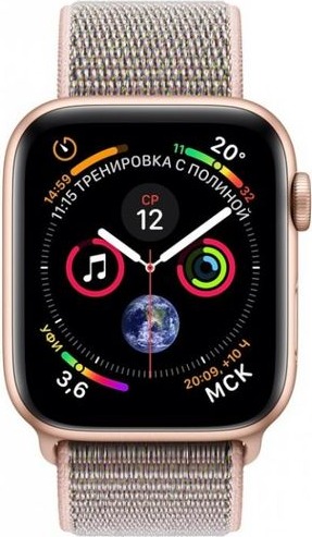 Умные часы Apple Watch Series 4 Aluminum, 44 мм, GPS, Pink Nylon Band, Золотистый детальное изображение - 2