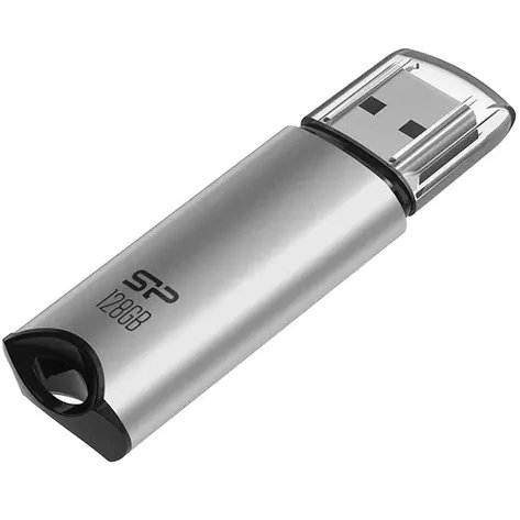 USB Flash накопитель Silicon Power Marvel M02 (SP128 ГБUF3M02V1S) 128 ГБ, серебряный детальное изображение - 1