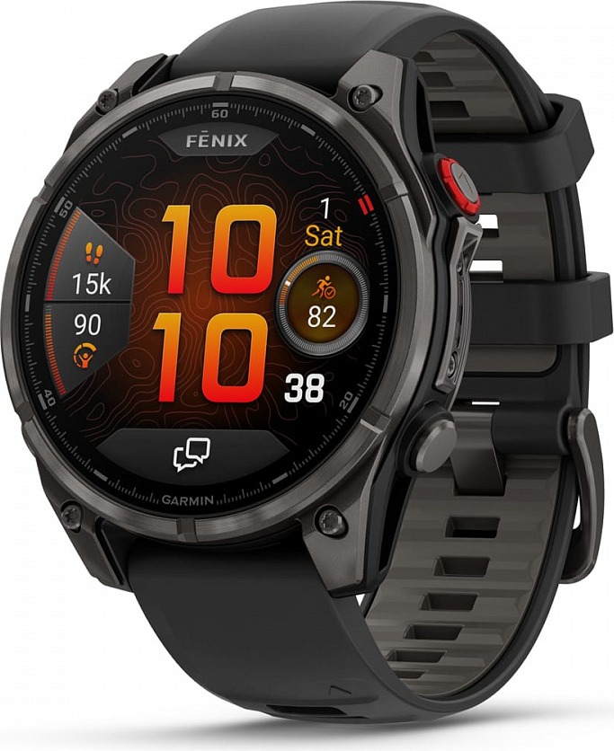 Смарт-часы Garmin Fenix 8 Pro AMOLED DLC, 51 мм, угольно-серый, черный силиконовый ремешок детальное изображение - 1