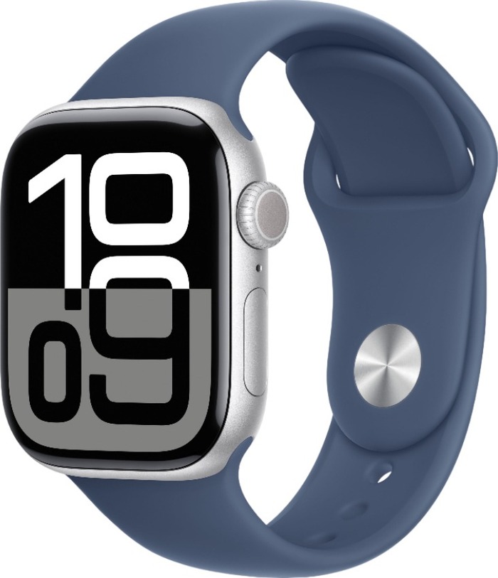 Смарт-часы Apple Watch Series 10 46 мм, Silver Aluminium Case with Blue Sport Band, Синий №1
