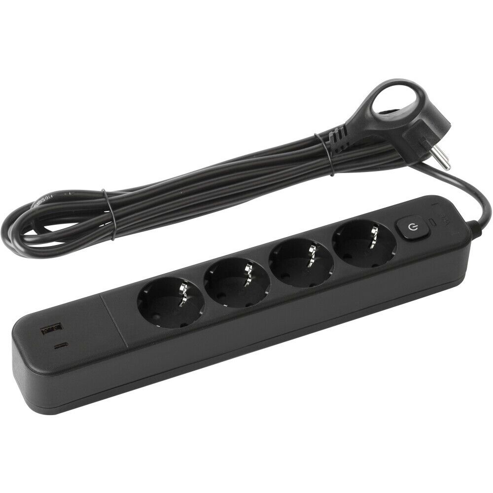 Сетевой фильтр ЭРА USF-5ES-1.5M-B, 1.5 м, Черный детальное изображение - 1