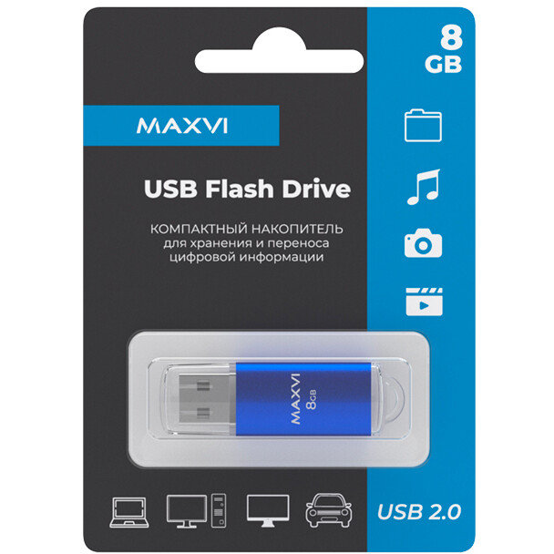 USB Flash накопитель MAXVI MP 8 ГБ, синий детальное изображение - 4