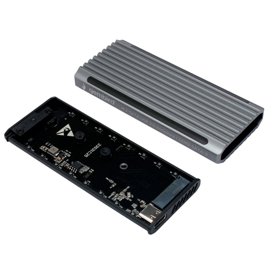 Внешний корпус для SSD M.2 Gembird EEM2-SATA-3, Серебряный детальное изображение - 2