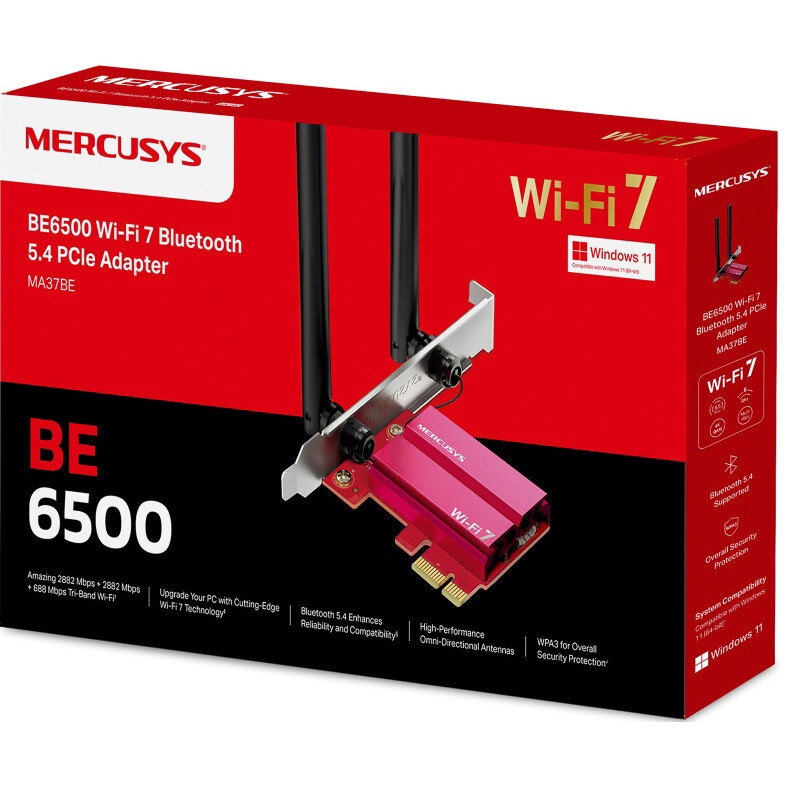 Wi-Fi адаптер Mercusys MA37BE, Wi-Fi 6 + Bluetooth 5.4, Черный детальное изображение - 2