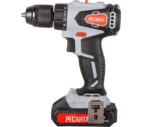Аккумуляторная дрель-шуруповерт Ресанта ДА-20-2ЛК-Б 75/14/10, 20 В, 55 Нм, 2 А·ч детальное изображение - 2