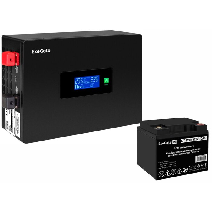ИБП ExeGate IdealSine SR-600.LCD.2SH + DT 1240 (40Ач) №1