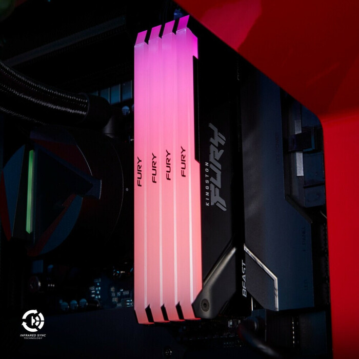 Оперативная память Kingston Fury Beast Black RGB DDR4 3600MHz, KF436C18BB2AK4/64, 4x16 Гб KIT, 64 Гб №6
