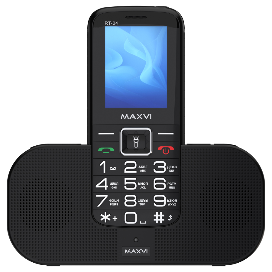 Мобильный телефон MAXVI RT-04 с док-станцией, 32 Мб, Черный, Dual mini-SIM детальное изображение - 6