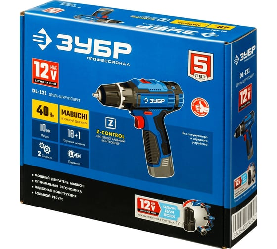 Дрель-шуруповерт ЗУБР Профессионал DL-121, 12 В, 40 Нм детальное изображение - 5