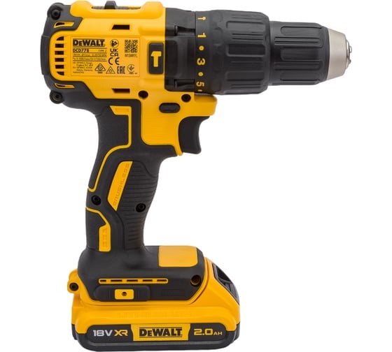 Аккумуляторная ударная дрель-шуруповерт DeWALT DCD778D2T-QW, 18 В, 65 Нм, 2 А·ч детальное изображение - 4