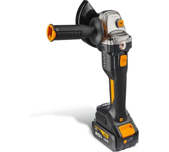 Шлифмашина RUNTEC PRO угловая, аккумуляторная, 20В, 2*4Ач, RT-AG900, 125 мм, 9000 об/мин, 900 Вт №2