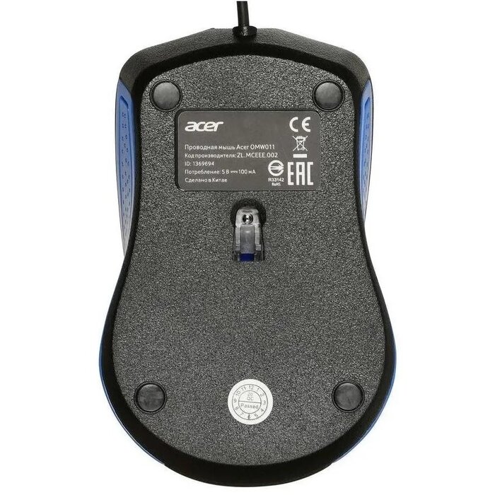 Мышь Acer OMW011, Синий, Черный №2