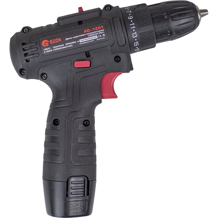 Аккумуляторная дрель-шуруповерт Edon AD-1201, 12 В, 30 Нм, 1.5 А·ч, 15417 №2