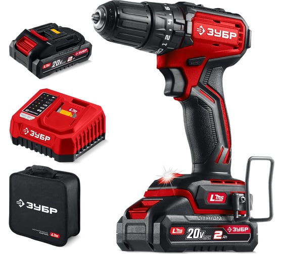 Бесщеточная ударная дрель-шуруповерт ЗУБР, 2 АКБ LMS  сумка ДБУ-45-22, 20 В, 45 Нм, 2 А·ч детальное изображение - 1