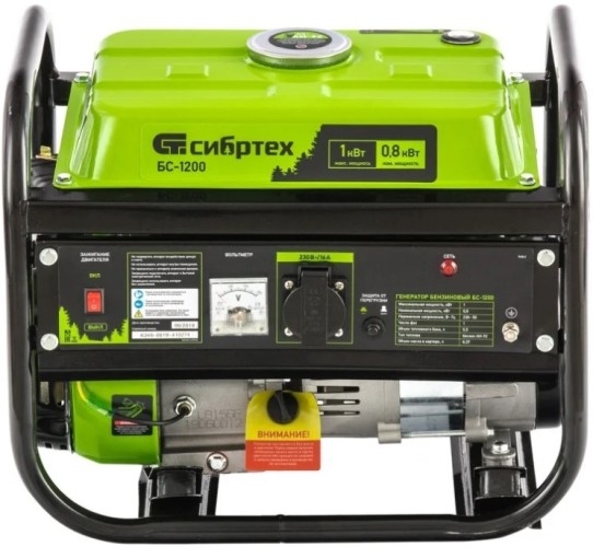 Генератор бензиновый СИБРТЕХ БС-1200 94541, 1 кВт, Зеленый детальное изображение - 2
