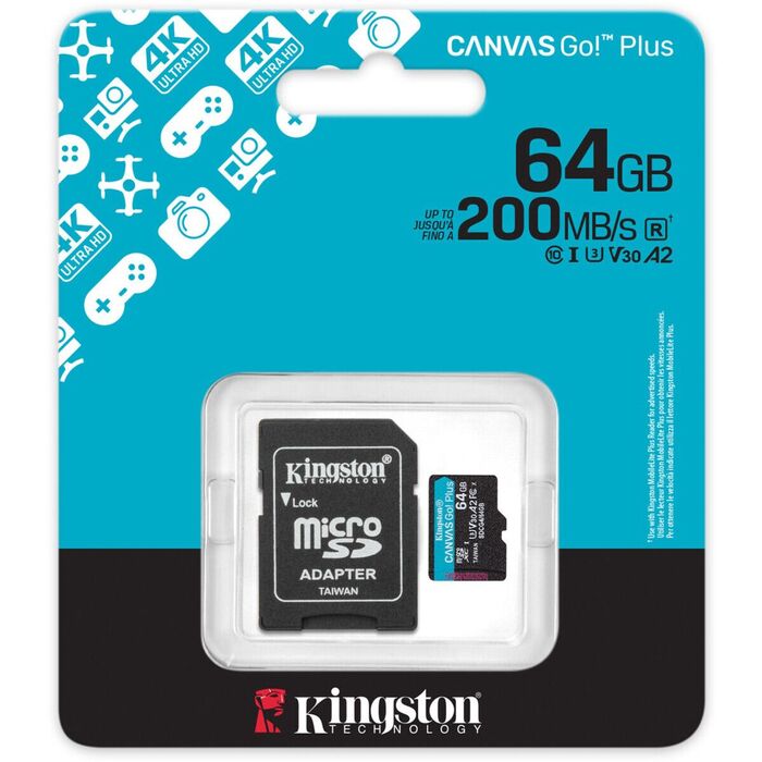 Карта памяти Kingston Canvas Go! Plus MicroSD + SD адаптер (SDCG4/64GB), 64 Гб №3