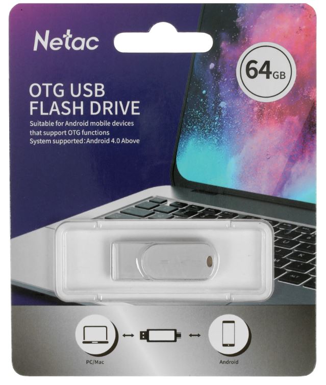 USB Flash накопитель Netac U785C USB3.2 64 ГБ, серебряный детальное изображение - 1