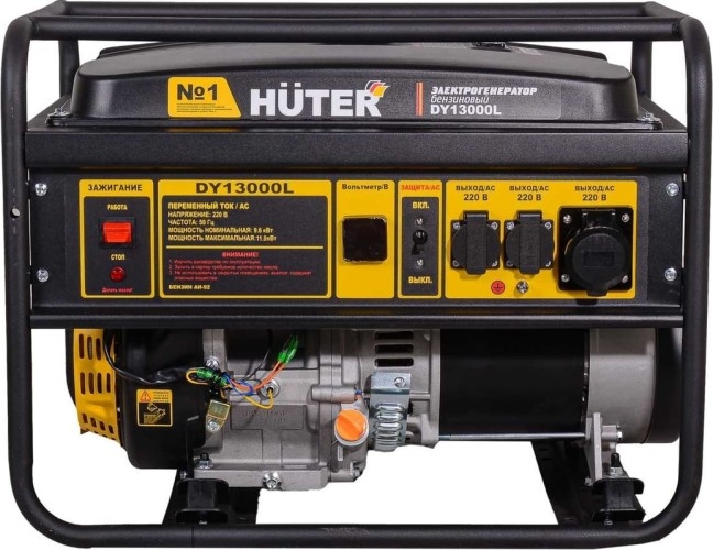 Генератор бензиновый HUTER DY13000L 64/1/78, 9.6 кВт, Черный детальное изображение - 2