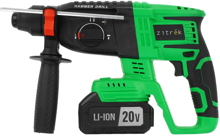 Аккумуляторный перфоратор Zitrek ZKCH20FU-Li (20В, Li-Ion аккумулятор 4 Ач - 2шт, ЗУ, кейс) 084-1070, 2 Дж, 4500 уд/мин №1