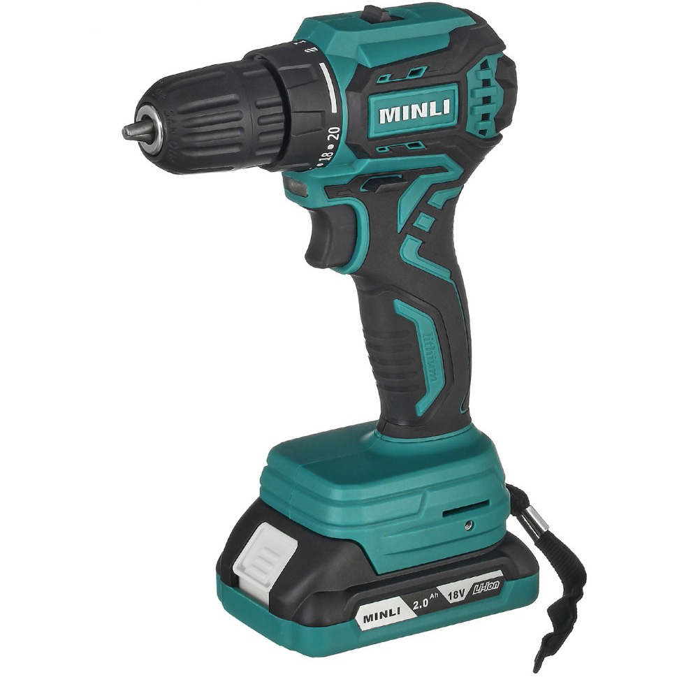 Аккумуляторная дрель-шуруповерт MINLI DC107H.2, 18 В, 40 Нм, 2 А·ч  детальное изображение - 1